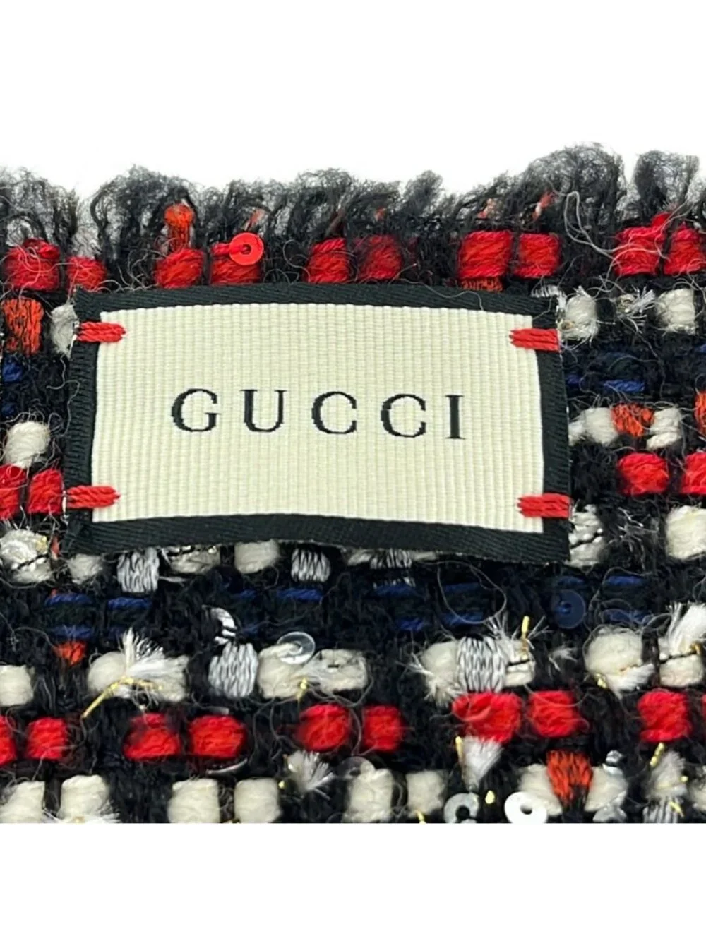 Gucci Scarf Black Mlb Collaboration San Francisco Giants Sequin Cotton Wool